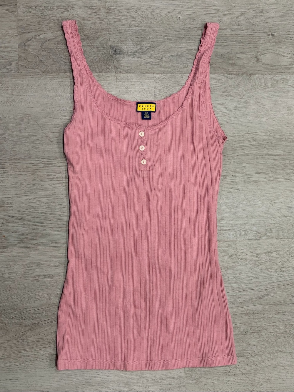 Pink Ribbed Tank Top with Button Front - - Picture 1 of 3